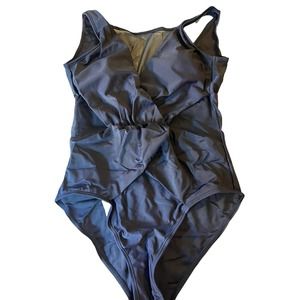 JIANLANPTT Woman's One Piece High Neck Size Small Navy Blue NEW